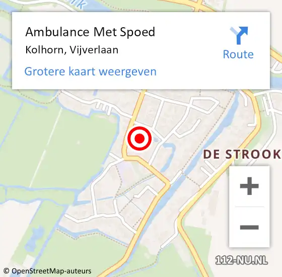 Locatie op kaart van de 112 melding: Ambulance Met Spoed Naar Kolhorn, Vijverlaan op 14 juni 2017 10:35