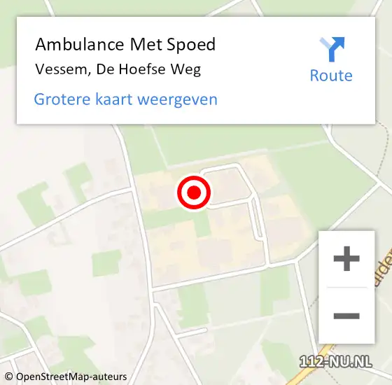 Locatie op kaart van de 112 melding: Ambulance Met Spoed Naar Vessem, De Hoefse Weg op 14 juni 2017 10:37