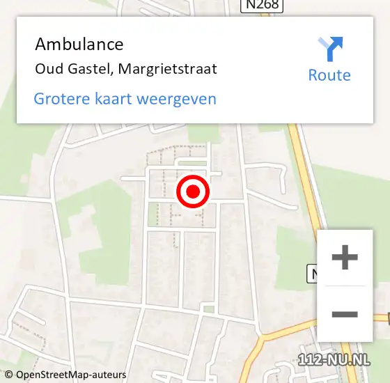 Locatie op kaart van de 112 melding: Ambulance Oud Gastel, Margrietstraat op 14 juni 2017 11:36