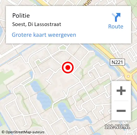 Locatie op kaart van de 112 melding: Politie Soest, Di Lassostraat op 23 januari 2014 18:43