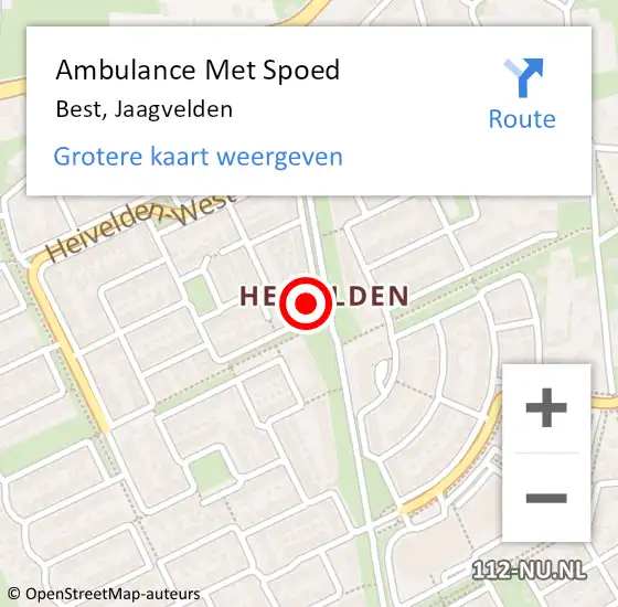 Locatie op kaart van de 112 melding: Ambulance Met Spoed Naar Best, Jaagvelden op 14 juni 2017 11:54