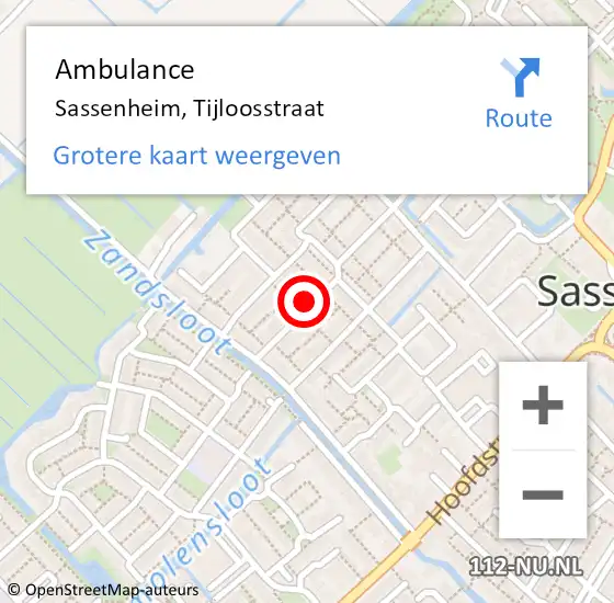 Locatie op kaart van de 112 melding: Ambulance Sassenheim, Tijloosstraat op 14 juni 2017 12:00