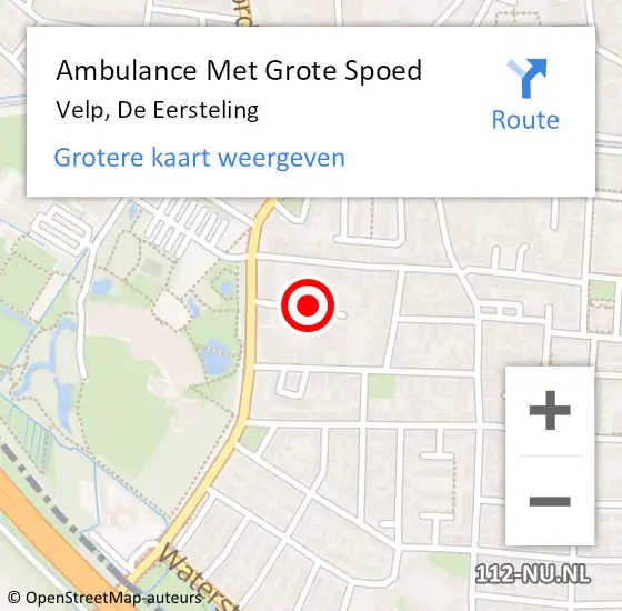 Locatie op kaart van de 112 melding: Ambulance Met Grote Spoed Naar Velp, De Eersteling op 14 juni 2017 12:35