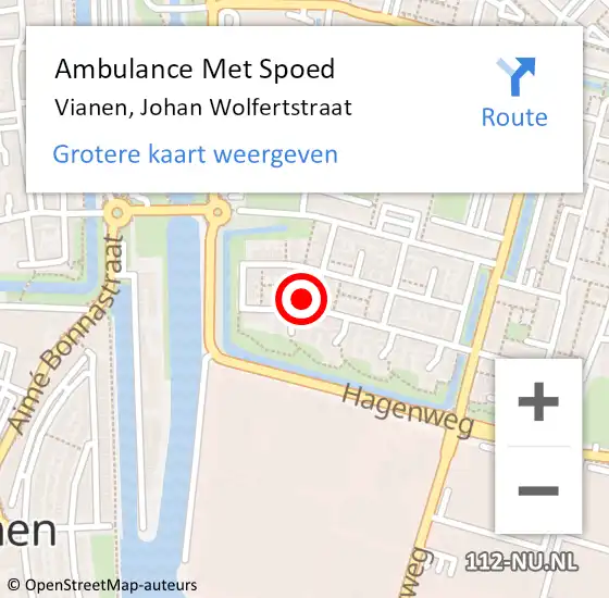 Locatie op kaart van de 112 melding: Ambulance Met Spoed Naar Vianen, Johan Wolfertstraat op 14 juni 2017 12:37