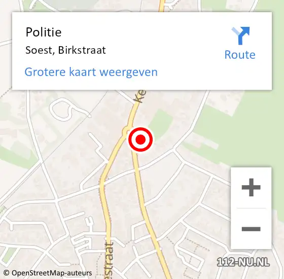 Locatie op kaart van de 112 melding: Politie Soest, Birkstraat op 14 juni 2017 12:48