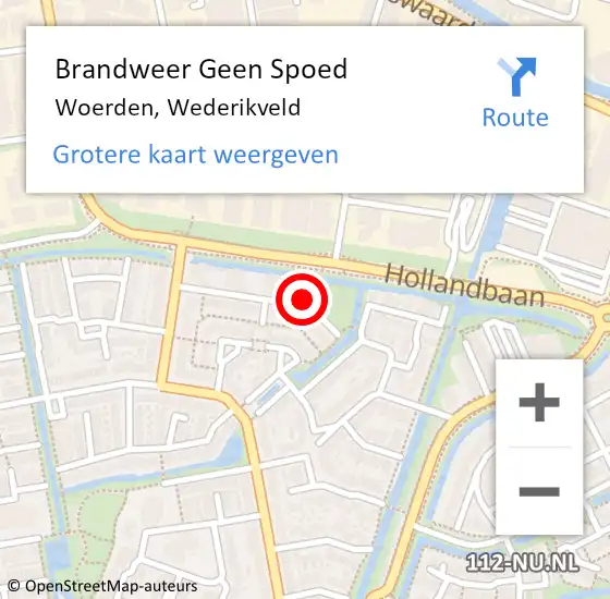 Locatie op kaart van de 112 melding: Brandweer Geen Spoed Naar Woerden, Wederikveld op 14 juni 2017 12:58