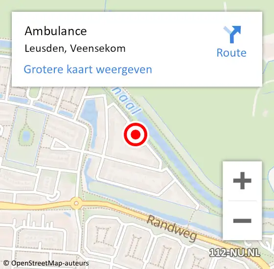 Locatie op kaart van de 112 melding: Ambulance Leusden, Veensekom op 14 juni 2017 13:06