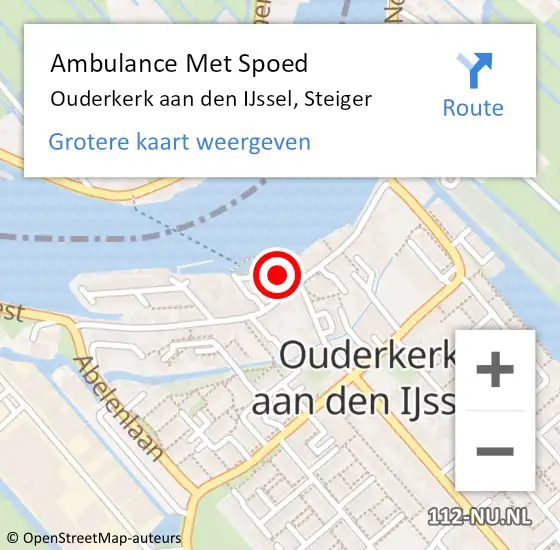 Locatie op kaart van de 112 melding: Ambulance Met Spoed Naar Ouderkerk aan den IJssel, Steiger op 23 januari 2014 18:59