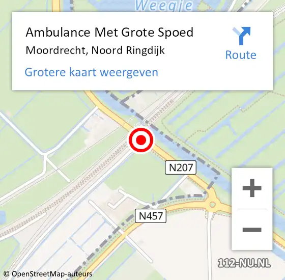 Locatie op kaart van de 112 melding: Ambulance Met Grote Spoed Naar Moordrecht, Noord Ringdijk op 14 juni 2017 13:54