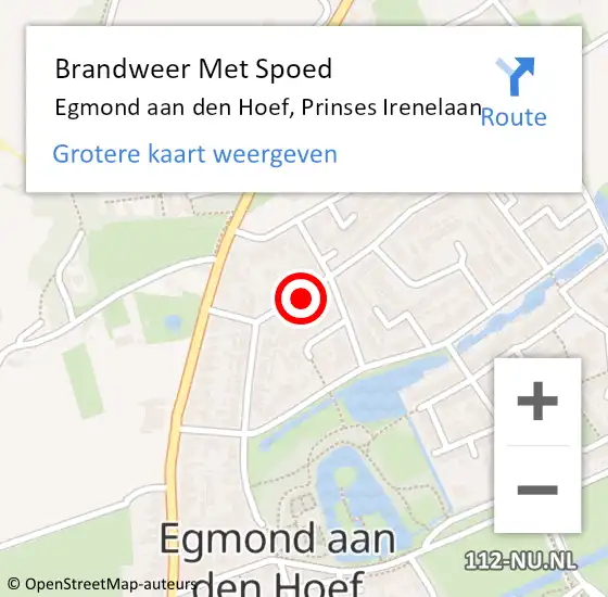 Locatie op kaart van de 112 melding: Brandweer Met Spoed Naar Egmond aan den Hoef, Prinses Irenelaan op 14 juni 2017 14:05