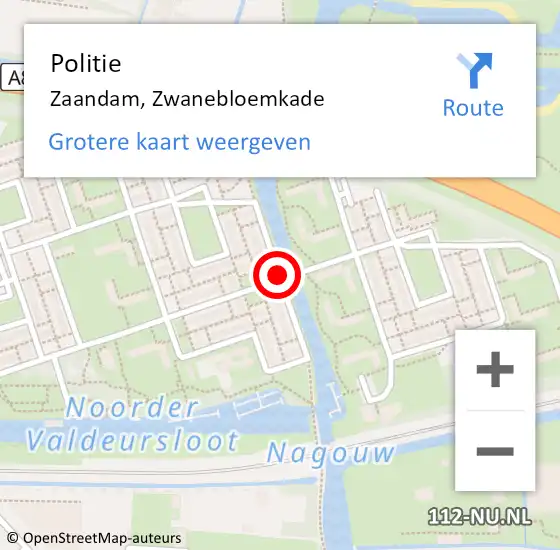 Locatie op kaart van de 112 melding: Politie Zaandam, Zwanebloemkade op 14 juni 2017 14:16