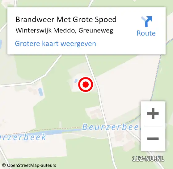 Locatie op kaart van de 112 melding: Brandweer Met Grote Spoed Naar Winterswijk Meddo, Greuneweg op 14 juni 2017 14:59