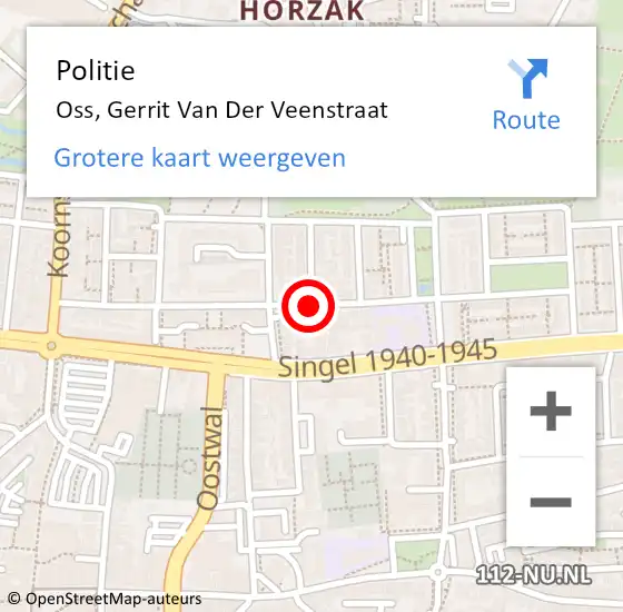 Locatie op kaart van de 112 melding: Politie Oss, Gerrit Van Der Veenstraat op 14 juni 2017 15:17