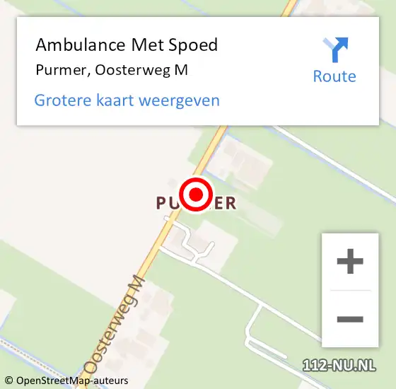 Locatie op kaart van de 112 melding: Ambulance Met Spoed Naar Purmer, Oosterweg M op 14 juni 2017 15:17