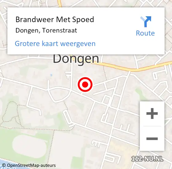 Locatie op kaart van de 112 melding: Brandweer Met Spoed Naar Dongen, Torenstraat op 23 januari 2014 19:13