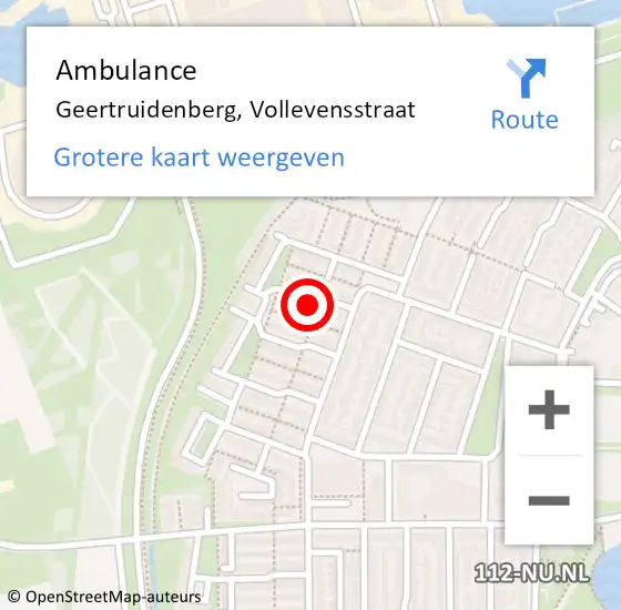 Locatie op kaart van de 112 melding: Ambulance Geertruidenberg, Vollevensstraat op 14 juni 2017 15:49