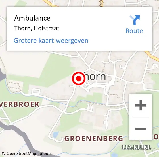 Locatie op kaart van de 112 melding: Ambulance Thorn, Holstraat op 23 januari 2014 19:15