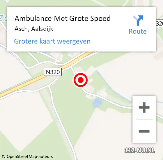 Locatie op kaart van de 112 melding: Ambulance Met Grote Spoed Naar Asch, Aalsdijk op 14 juni 2017 16:01