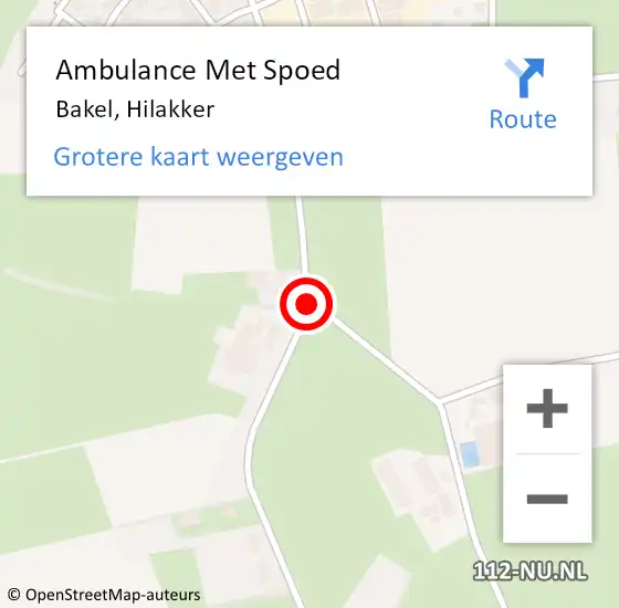 Locatie op kaart van de 112 melding: Ambulance Met Spoed Naar Bakel, Hilakker op 14 juni 2017 16:22