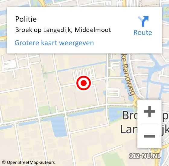 Locatie op kaart van de 112 melding: Politie Broek op Langedijk, Middelmoot op 14 juni 2017 16:31