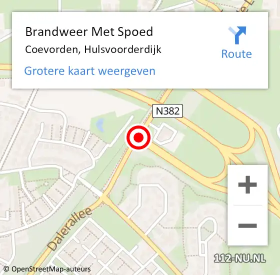 Locatie op kaart van de 112 melding: Brandweer Met Spoed Naar Coevorden, Hulsvoorderdijk op 14 juni 2017 16:44