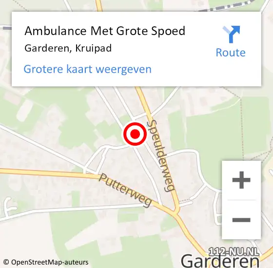 Locatie op kaart van de 112 melding: Ambulance Met Grote Spoed Naar Garderen, Kruipad op 14 juni 2017 16:44