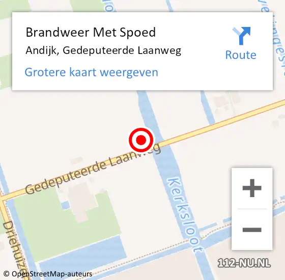 Locatie op kaart van de 112 melding: Brandweer Met Spoed Naar Andijk, Gedeputeerde Laanweg op 14 juni 2017 17:15