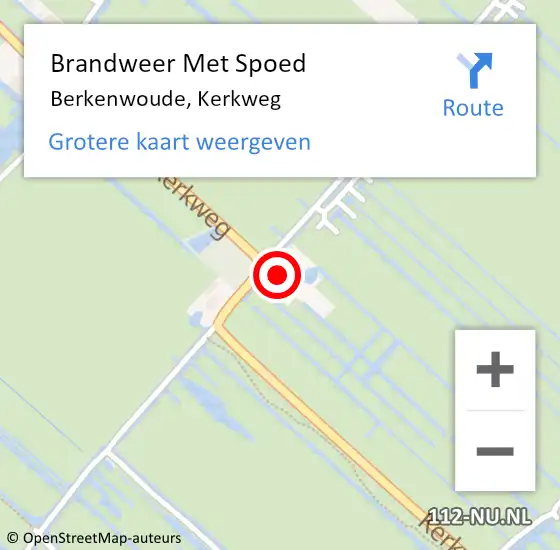 Locatie op kaart van de 112 melding: Brandweer Met Spoed Naar Berkenwoude, Kerkweg op 14 juni 2017 18:05