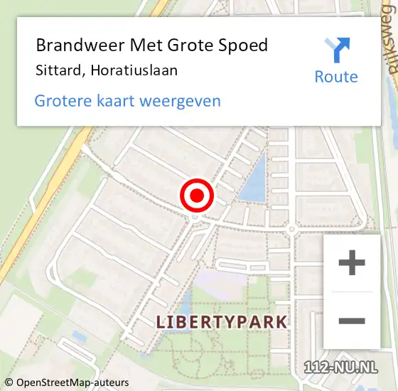 Locatie op kaart van de 112 melding: Brandweer Met Grote Spoed Naar Sittard, Horatiuslaan op 14 juni 2017 18:25