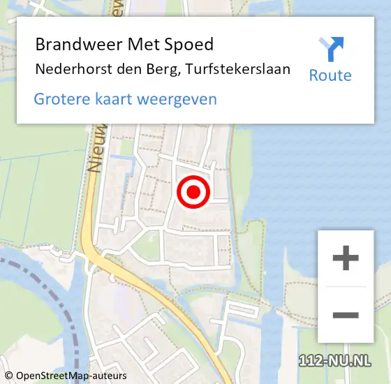 Locatie op kaart van de 112 melding: Brandweer Met Spoed Naar Nederhorst den Berg, Turfstekerslaan op 14 juni 2017 19:08