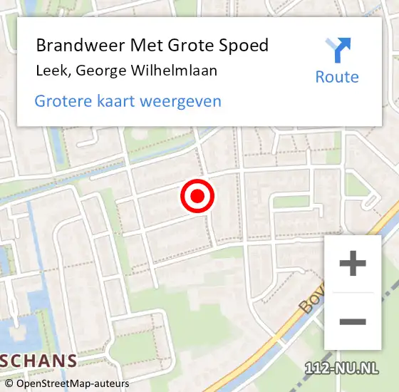 Locatie op kaart van de 112 melding: Brandweer Met Grote Spoed Naar Leek, George Wilhelmlaan op 14 juni 2017 19:32