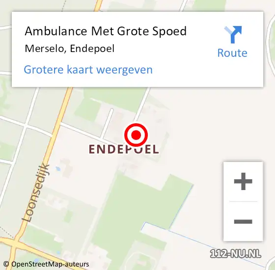 Locatie op kaart van de 112 melding: Ambulance Met Grote Spoed Naar Merselo, Endepoel op 23 januari 2014 19:48