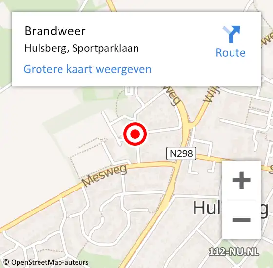 Locatie op kaart van de 112 melding: Brandweer Hulsberg, Sportparklaan op 23 januari 2014 19:48
