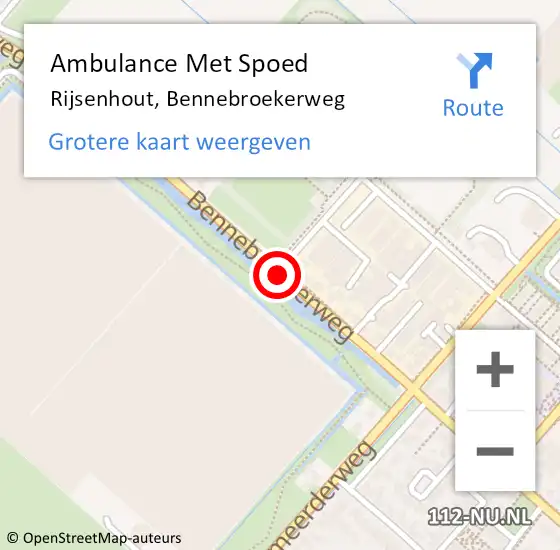 Locatie op kaart van de 112 melding: Ambulance Met Spoed Naar Rijsenhout, Bennebroekerweg op 14 juni 2017 19:44