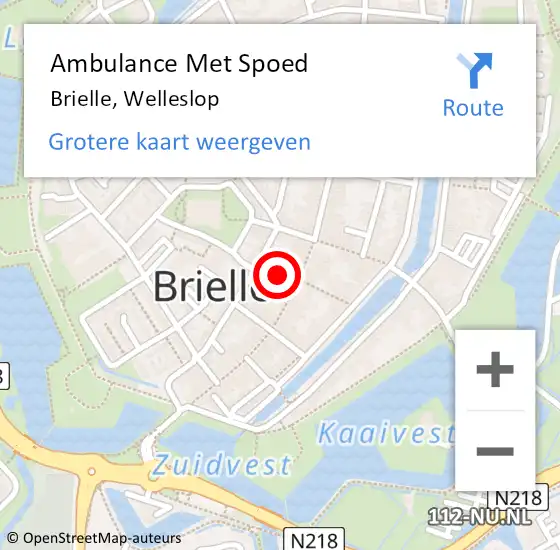 Locatie op kaart van de 112 melding: Ambulance Met Spoed Naar Brielle, Welleslop op 14 juni 2017 20:04