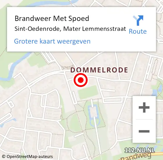 Locatie op kaart van de 112 melding: Brandweer Met Spoed Naar Sint-Oedenrode, Mater Lemmensstraat op 14 juni 2017 20:08