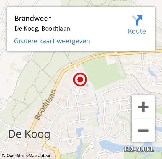 Locatie op kaart van de 112 melding: Brandweer De Koog, Boodtlaan op 14 juni 2017 20:25