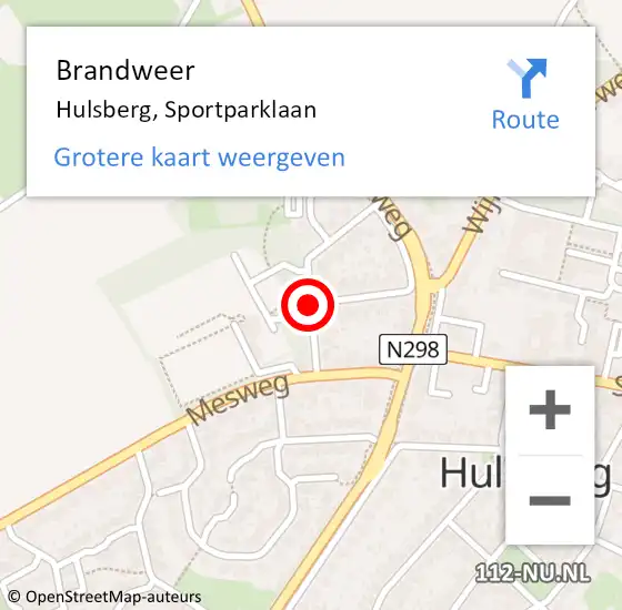 Locatie op kaart van de 112 melding: Brandweer Hulsberg, Sportparklaan op 23 januari 2014 19:55