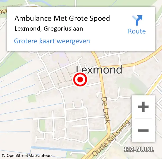 Locatie op kaart van de 112 melding: Ambulance Met Grote Spoed Naar Lexmond, Gregoriuslaan op 14 juni 2017 20:44