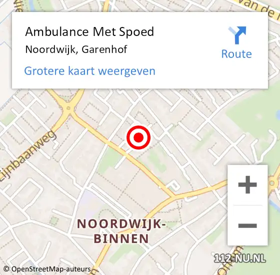 Locatie op kaart van de 112 melding: Ambulance Met Spoed Naar Noordwijk, Garenhof op 14 juni 2017 20:51