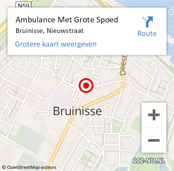 Locatie op kaart van de 112 melding: Ambulance Met Grote Spoed Naar Bruinisse, Nieuwstraat op 14 juni 2017 20:52