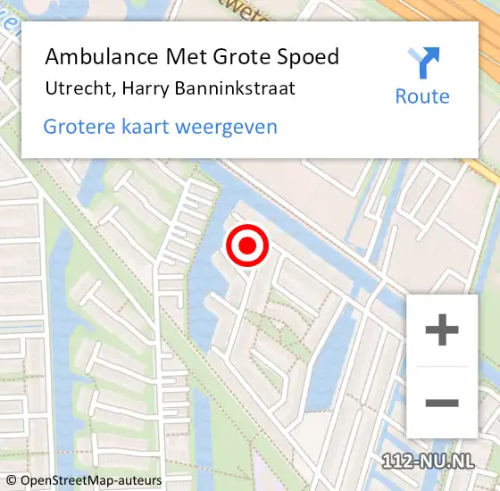 Locatie op kaart van de 112 melding: Ambulance Met Grote Spoed Naar Utrecht, Harry Banninkstraat op 14 juni 2017 21:32