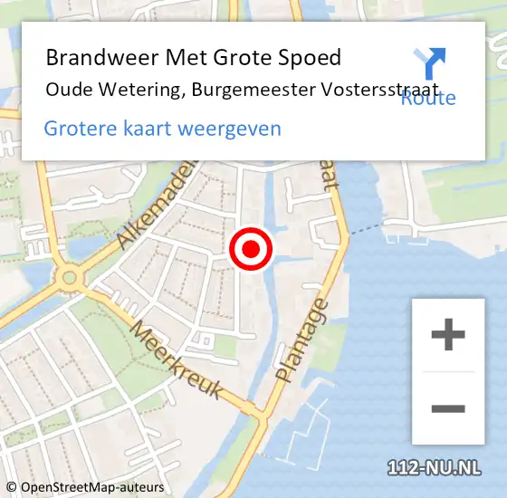 Locatie op kaart van de 112 melding: Brandweer Met Grote Spoed Naar Oude Wetering, Burgemeester Vostersstraat op 14 juni 2017 21:41