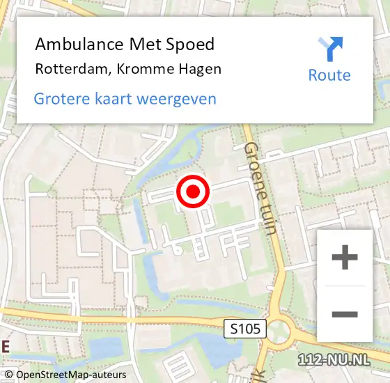 Locatie op kaart van de 112 melding: Ambulance Met Spoed Naar Rotterdam, Kromme Hagen op 14 juni 2017 21:53