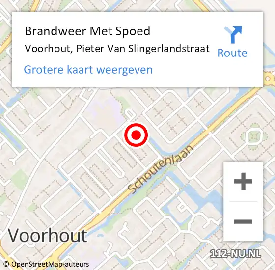 Locatie op kaart van de 112 melding: Brandweer Met Spoed Naar Voorhout, Pieter Van Slingerlandstraat op 14 juni 2017 22:31