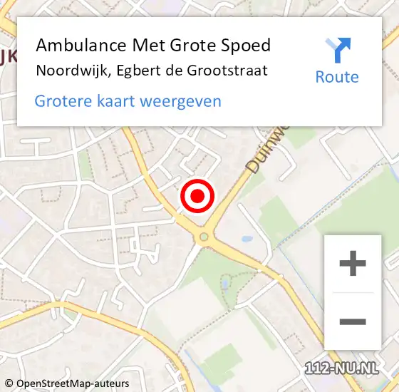 Locatie op kaart van de 112 melding: Ambulance Met Grote Spoed Naar Noordwijk, Egbert de Grootstraat op 14 juni 2017 22:56