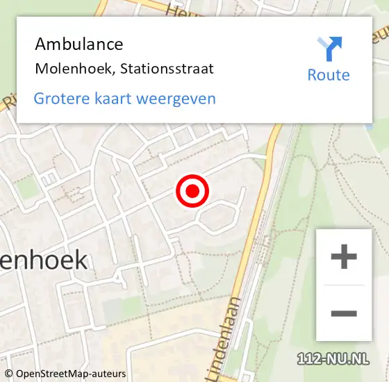 Locatie op kaart van de 112 melding: Ambulance Molenhoek, Stationsstraat op 14 juni 2017 23:01