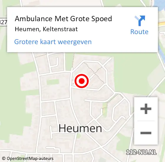 Locatie op kaart van de 112 melding: Ambulance Met Grote Spoed Naar Heumen, Keltenstraat op 15 juni 2017 02:03