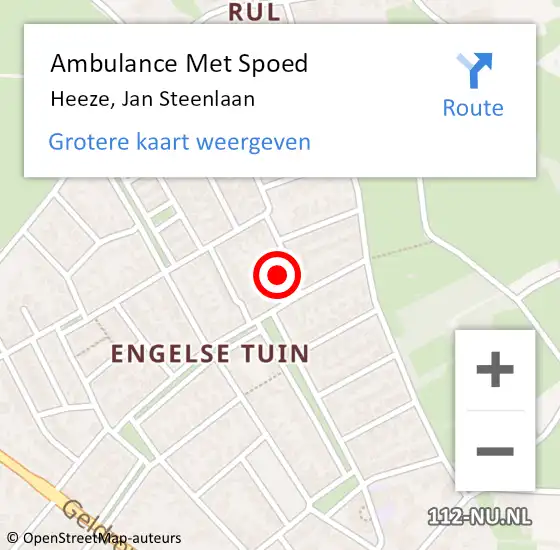 Locatie op kaart van de 112 melding: Ambulance Met Spoed Naar Heeze, Jan Steenlaan op 15 juni 2017 02:54