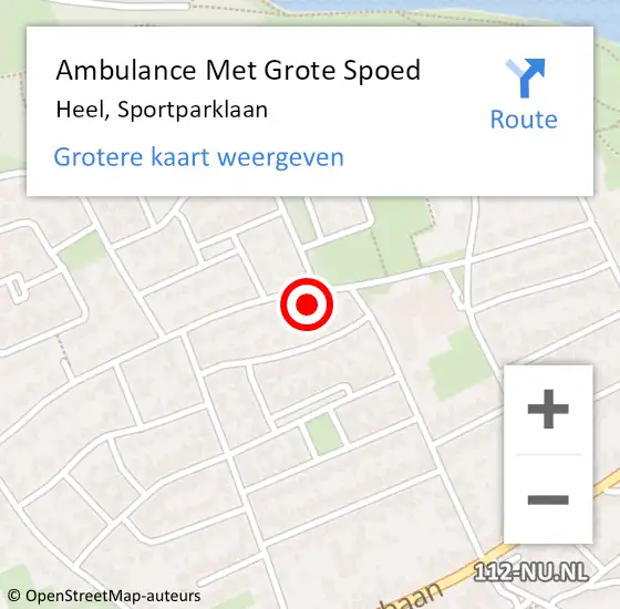 Locatie op kaart van de 112 melding: Ambulance Met Grote Spoed Naar Heel, Sportparklaan op 15 juni 2017 04:40